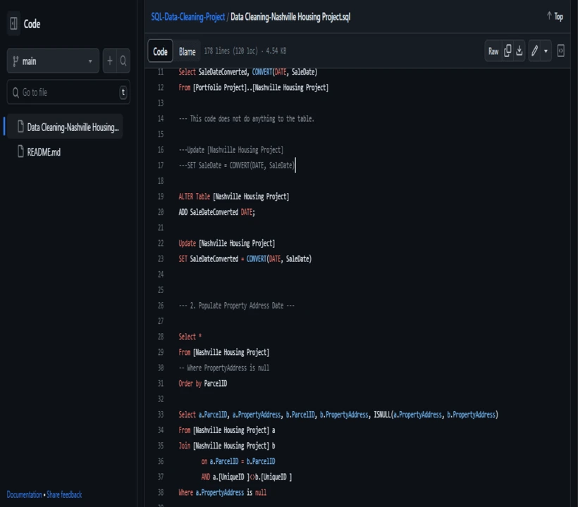 SQL Data Cleaning Project